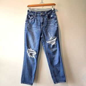 American Eagle Women's Mom Straight Distressed Denim Jeans 2 Regular